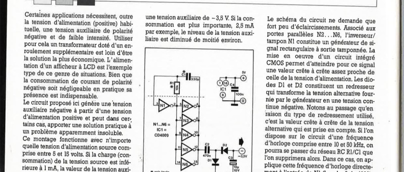 SOURCE DE TENSION AUXILIAIRE NEGATIVE