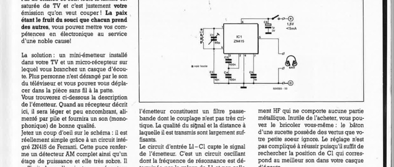 RÉCEPTEUR POUR CASQUE D`ÉCOUTE SANS FIL
