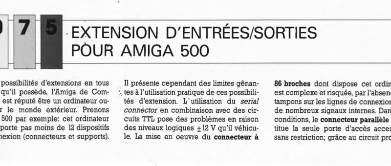 EXTENSION D`ENTRÉES/SORTIES POUR AMIGA 500