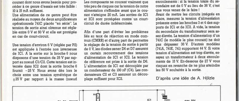 ALIMENTATION 50 V POUR TEST DE COMPOSANTS