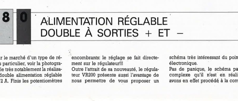 ALIMENTATION RÉGLABLE DOUBLE À SORTIES + ET -