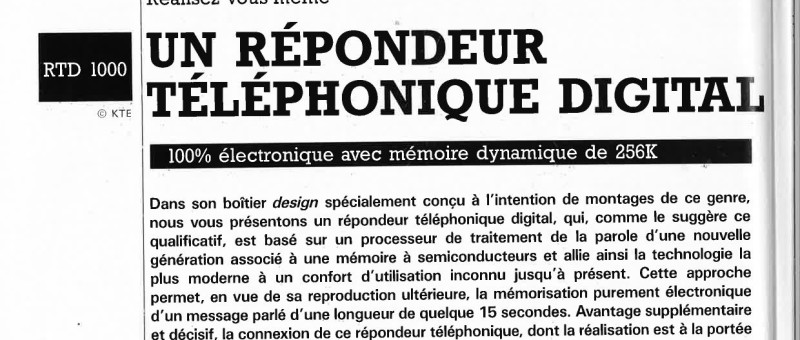 RTD1000: UN REPONDEUR TELEPHONIQUE DIGITAL