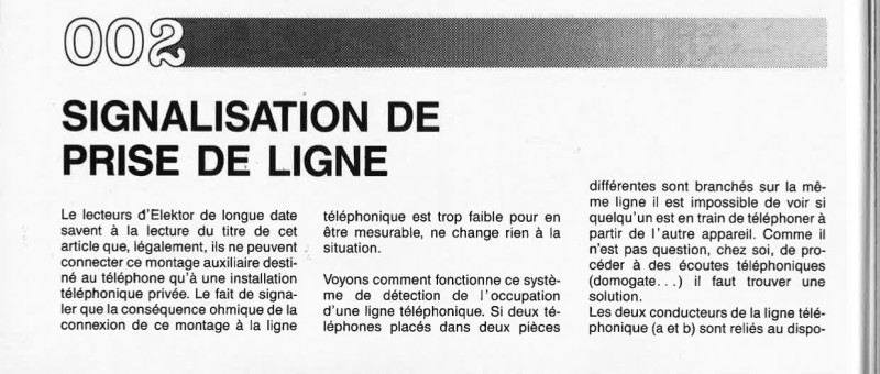 SIGNALISATION DE PRISE DE LIGNE