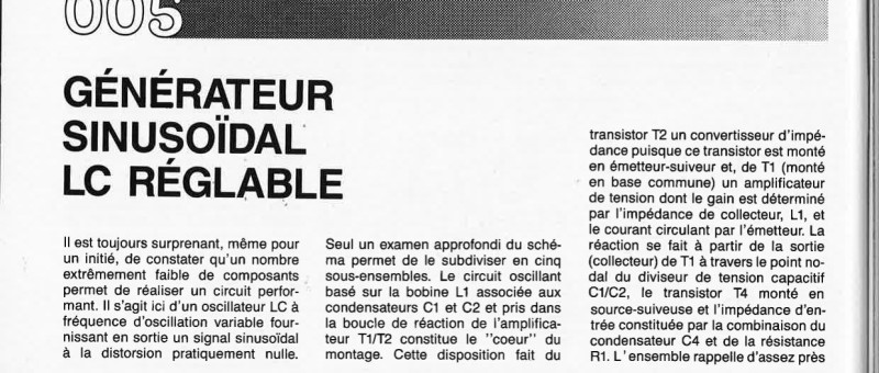 GÉNÉRATEUR SINUSOÏDAL LC RÉGLABLE 