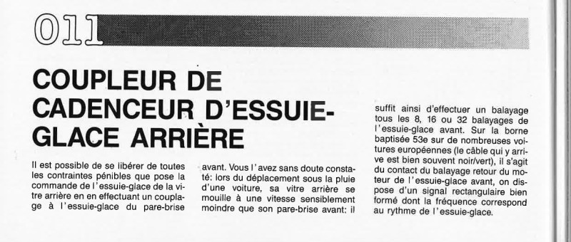 COUPLEUR DE CADENCEUR D`ESSUIE, GLACE ARRIERE