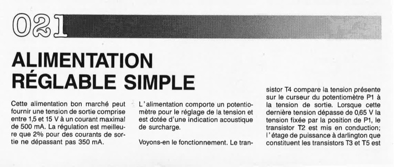 ALIMENTATION RÉGLABLE SIMPLE 