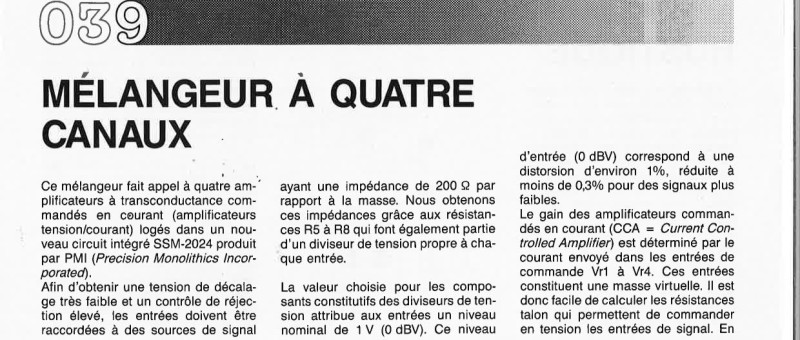 MELANGEUR. A QUATRE CANAUX