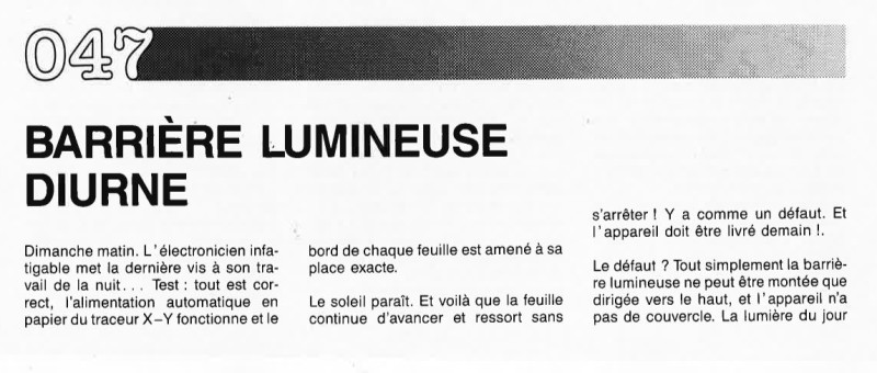 BARRIÈRE LUMINEUSE DIURNE