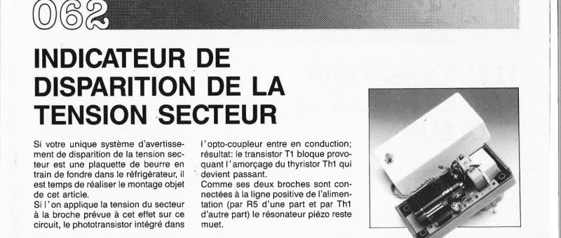 INDICATEUR DE DISPARITION DE LA TENSION :SECTEUR