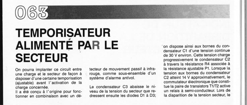 TEMPORISATEUR ALIMENTÉ PAR LE ` . SECTEUR
