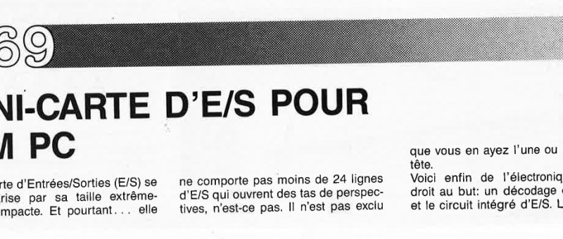 MINI-CARTE D`E/S POUR IBM PC
