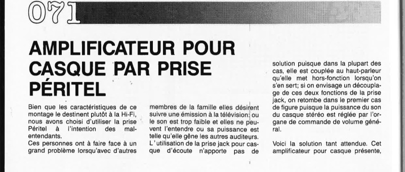 AMPLIFICATEUR POUR CASQUE ·_PAR PRISE , PERITEL
