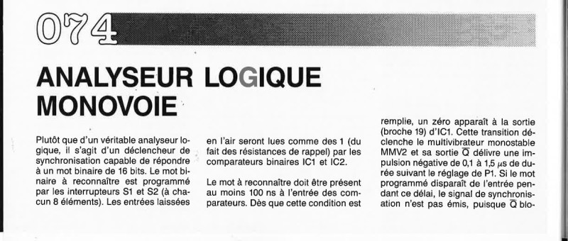ANALYSE·UR LOGIQUE MONOVOIE