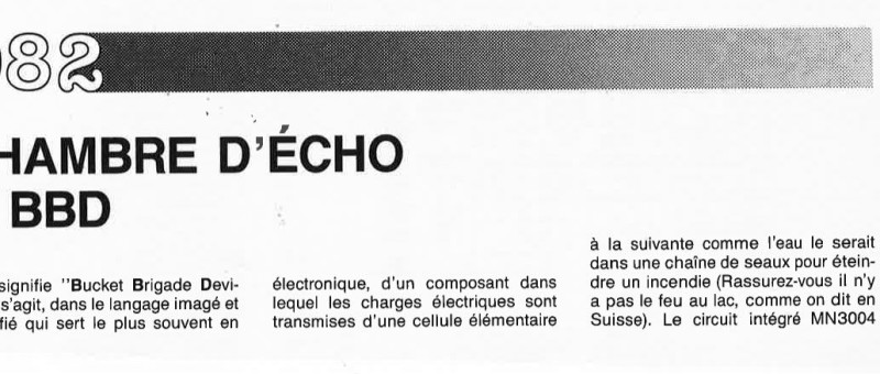 CHAMBRE D`ÉCHO ` A BBD