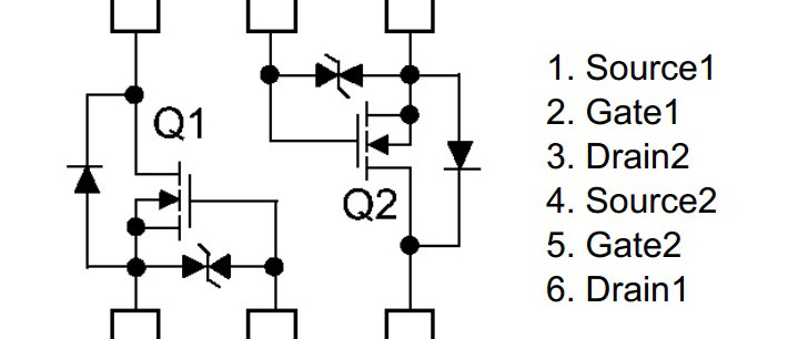 Double MOSFET canal-N à faible résistance