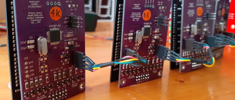I2C drivers for 7-segment-with-DP 5-mm RGB LED display