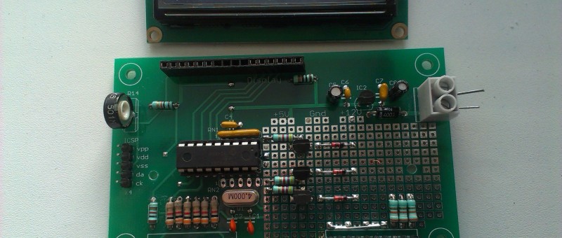 Prototype board for microcontroller with LCD