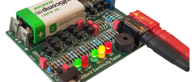 Testeur de continuité 100mV avec détection basse tension et alertes sonores