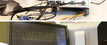 Dos osciloscopios USB y uno no USB