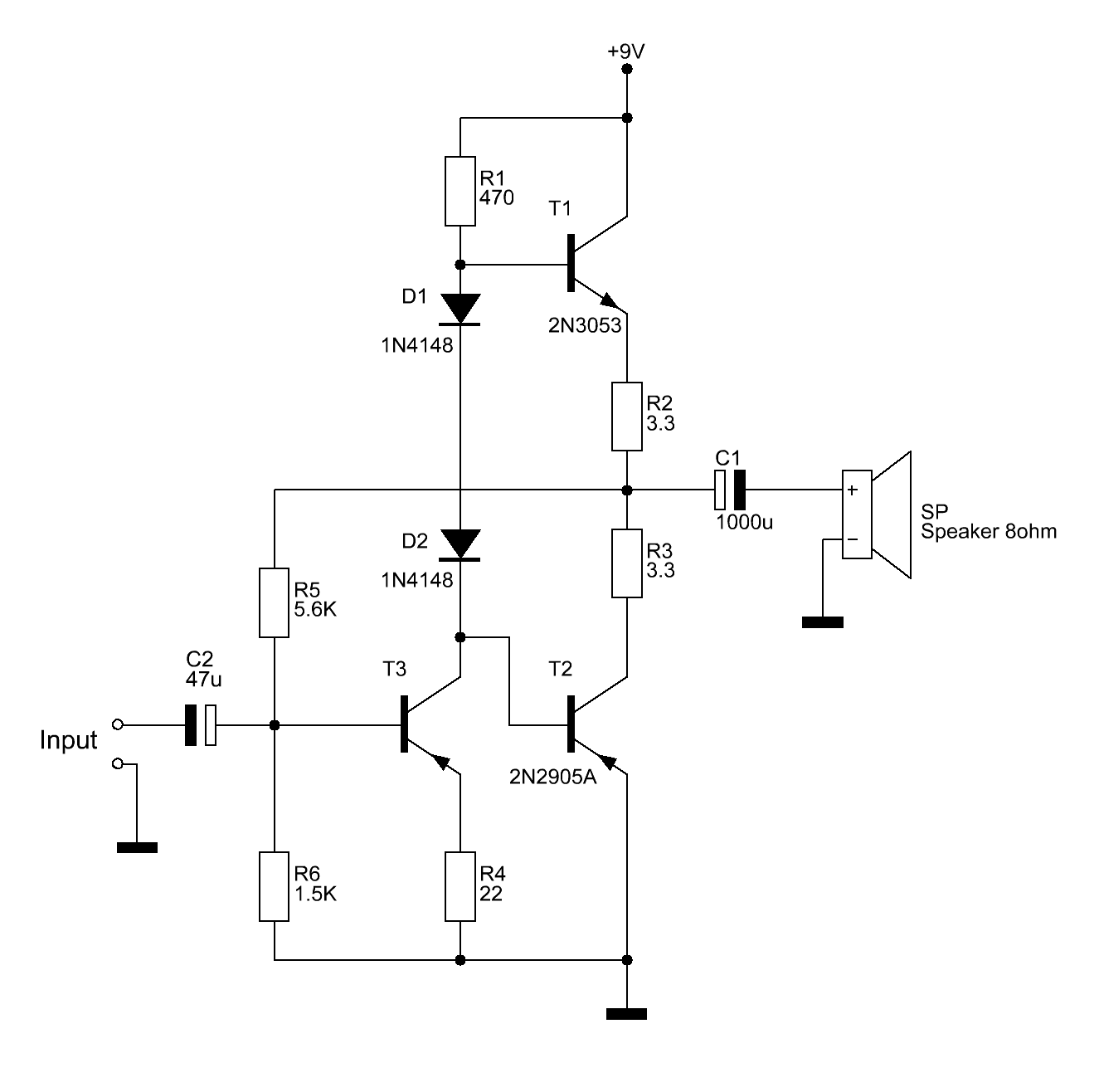 Amplificatore audio da 50mW