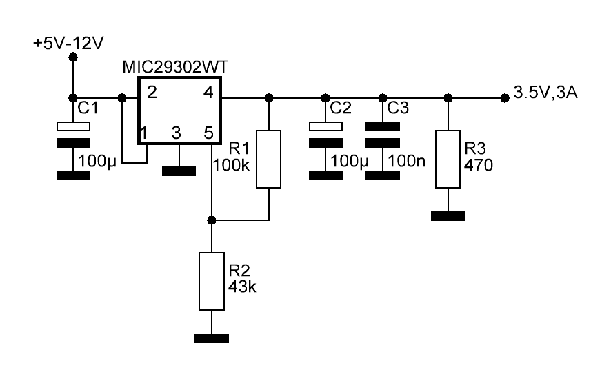 Regoaltore step-down realizzato con mic29302wt