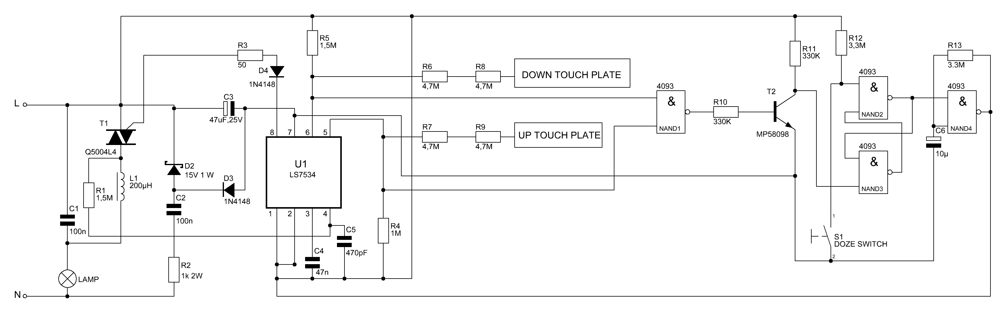 Dimmer con touch plate