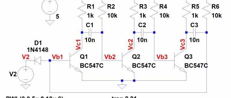 Kickstart a multivibrator in LTspice