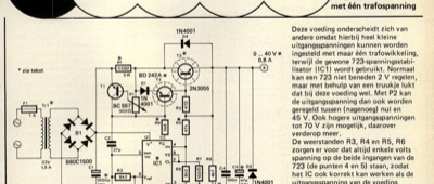 halfgeleidervoeding - regelbaar tot 0 V met één trafospanning
