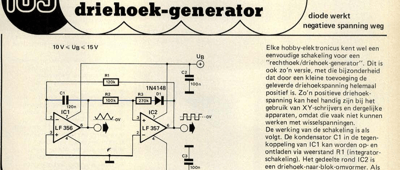 positieve-driehoek-generator - diode werkt negatieve spanning weg