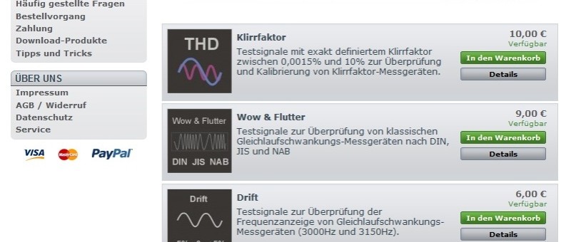 Testsignale aus dem Internet