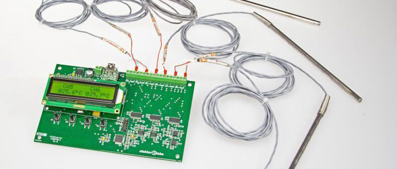 Zeskanaals temperatuurmonitor en -logger