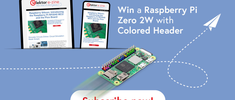 Elektor Newsletter - Subscribe for a Chance to Win a Raspberry Pi Zero 2W with Colored Header