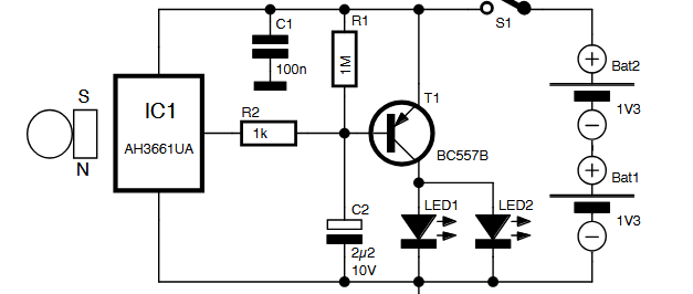 Magneetzoeker met een eenvoudige Hall-effect-sensor