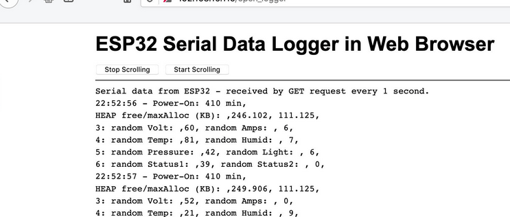 ESP32 remote long-term logging, by the Web Browser or an CURL script 
