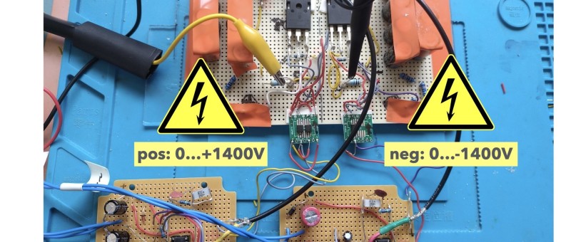 High voltage supply scheme with a simple series regulation  for + and - HV