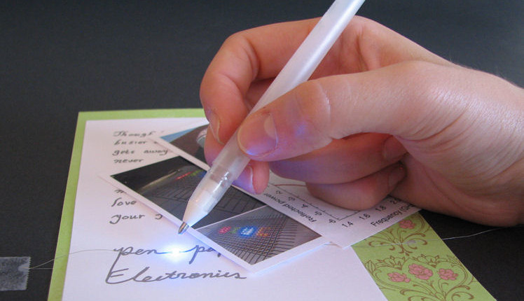 Silver-inked pen writes circuits on non-conductive surfaces
