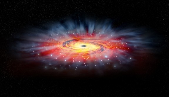 Künstlerische Freiheit: So könnte die Umgebung des Schwarzen Lochs Sagittarius A+ aussehen (Bild: NASA/CXC/M.Weiss).