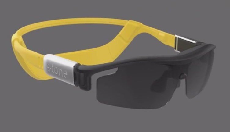 Sportbrille mit Musikwiedergabe über Körperschall