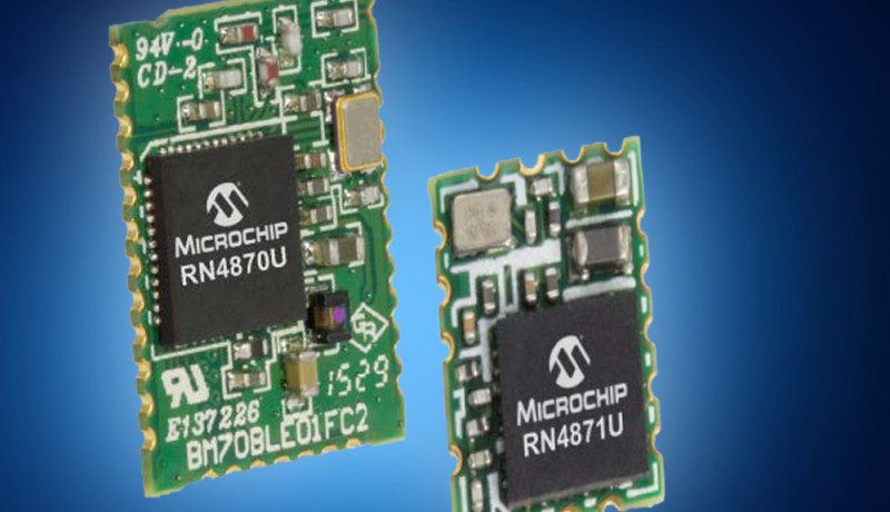 The Microchip RN4870 and RN4871 modules, available from Mouser Electronics, deliver up to 2.5 times the data throughput improvement over previous-generation products based on the Bluetooth 4.0 standard.