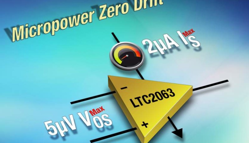Zero-Drift-Opamp zieht nur 1,3 μA bei 1,8 V. Bild: Analog Devices.