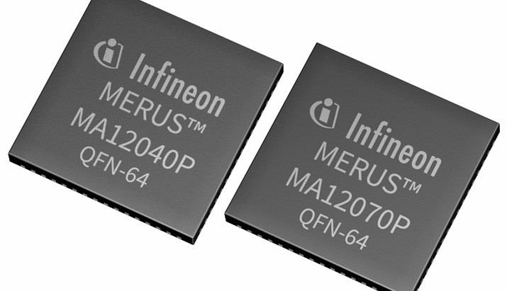 Audio-Verstärker-ICs MA12040P und MA12070P. Bild: Infineon.