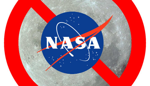 Montage von Mond mit NASA-Logo. Bilder: NASA.