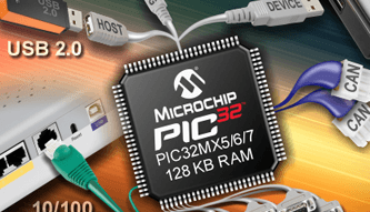 CAN, USB, Ethernet, UART, I2C et SPI pour PIC32