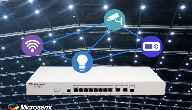 Un commutateur à huit ports compatible avec le standard Power-over-Ethernet (PoE) IEEE 802.3bt pour créer des systèmes d’éclairage intelligents économiques