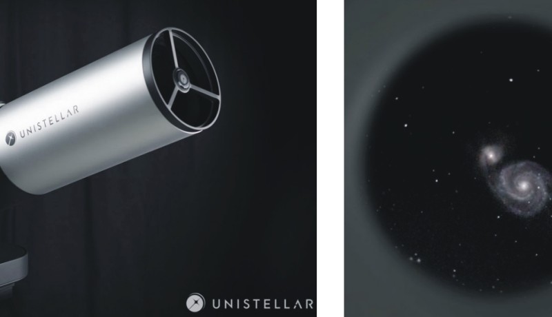 De kleine en gemakkelijk te transporteren eVscope presteert even goed als veel grotere instrumenten, dankzij de ingebouwde beeldversterker (foto’s: Unistellar Optics).