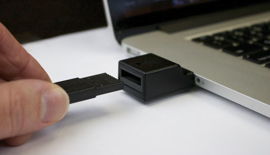 Een DFX-geheugentoken wordt in een
DFX PC Adapter geplaatst.
 