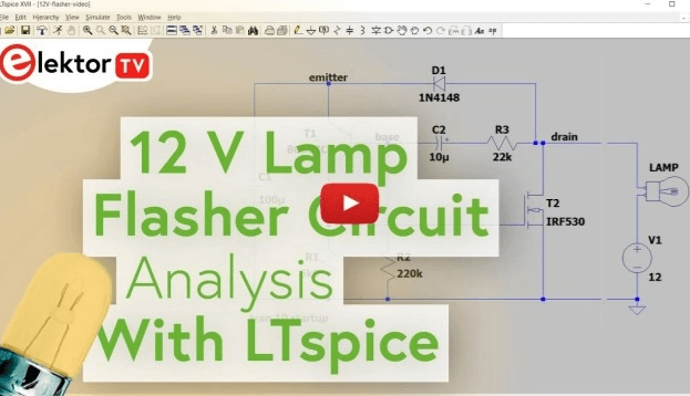 Analyse van een knipperlichtcircuit voor 12 V lamp met LTspice