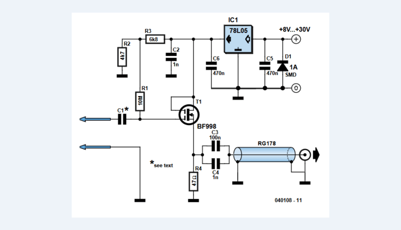 Circuit: DIY 1-GHz Actieve Probe