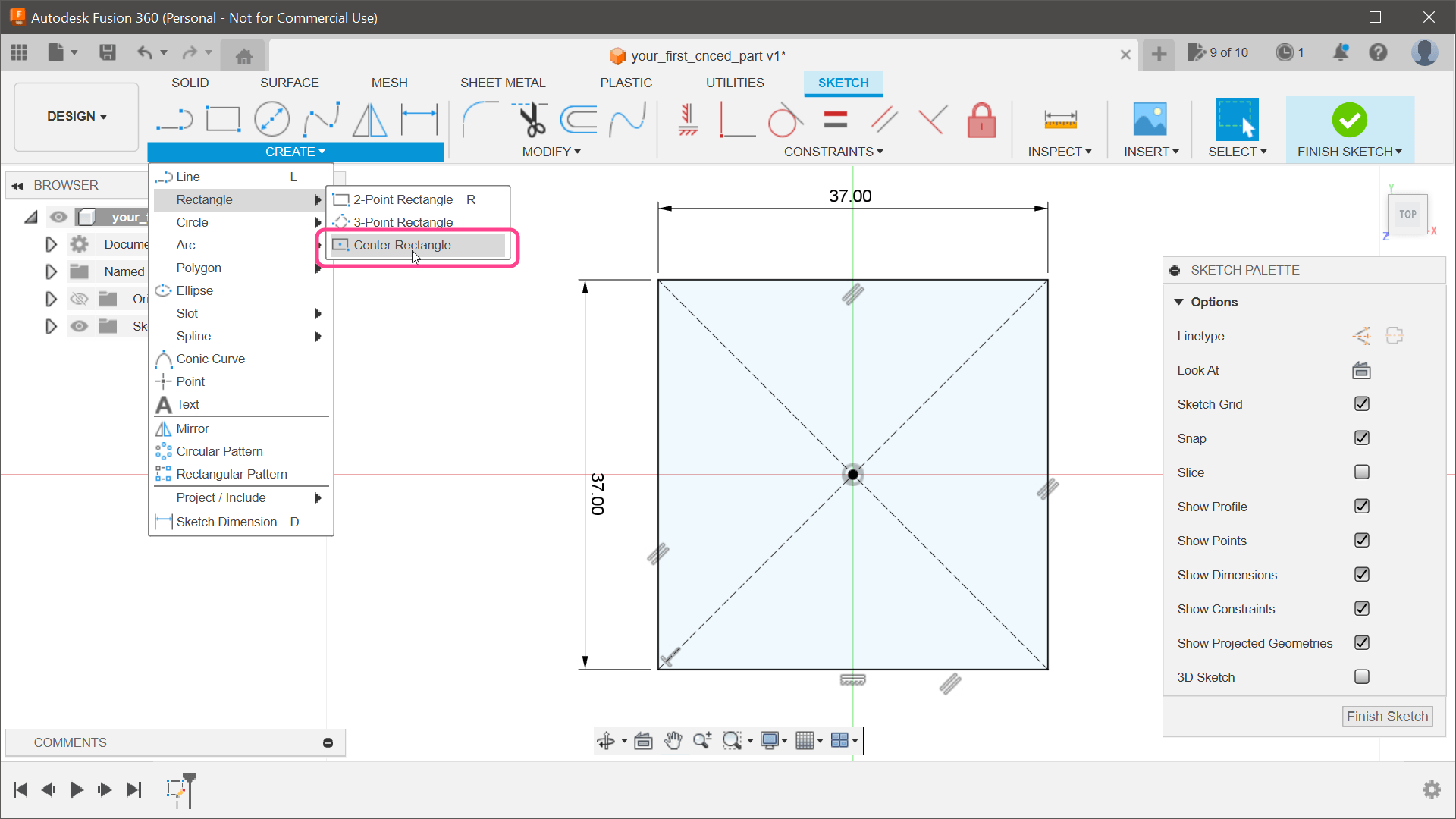 Defining size of enclosure.