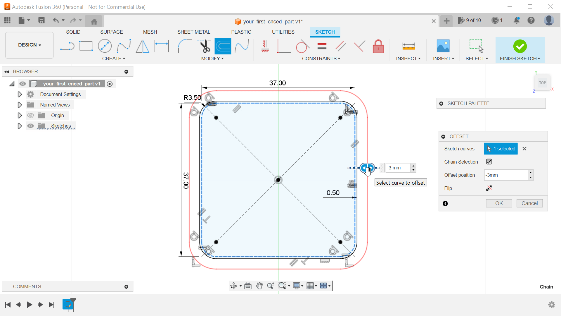 Setting thickness of enclosure.